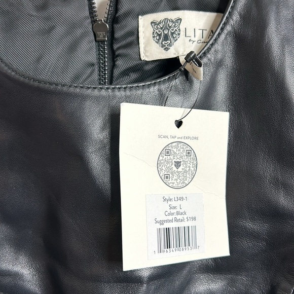 NWT Lita By Ciara Womens Black Lamb Leather Sleeveless Crop Top SIZE LARGE - Picture 7 of 7